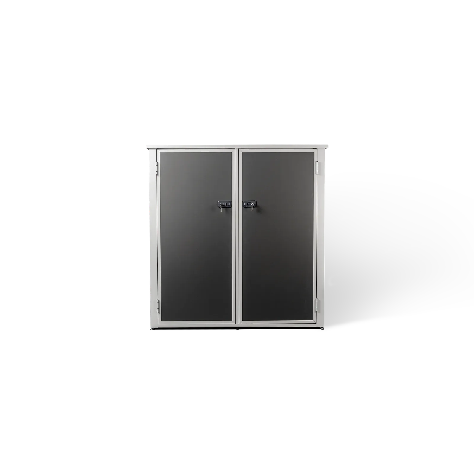 Type U outdoor storage unit in Graphite, doors closed